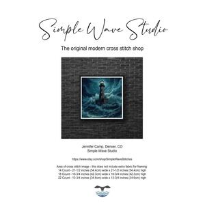 Lighthouse Ocean Beach Landscape Counted Cross Stitch‎ Pattern Chart